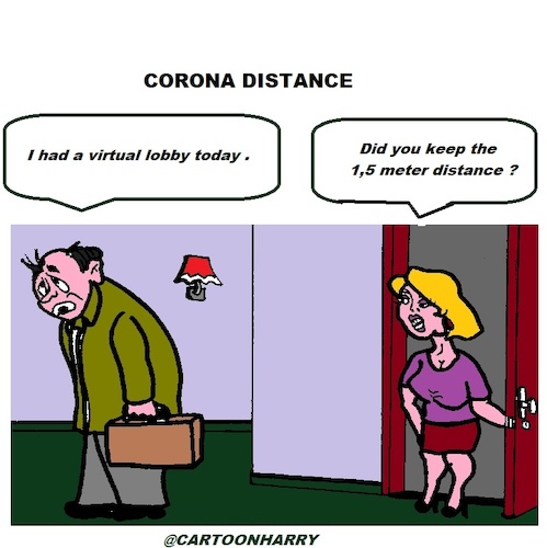 Cartoon: Corona Distance (medium) by cartoonharry tagged cartoonharry