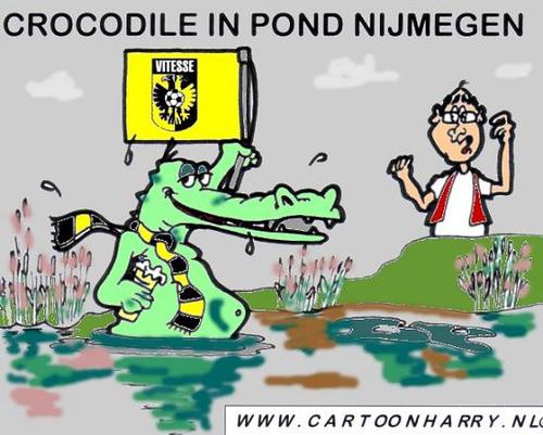 Cartoon: Crocodile In Pond (medium) by cartoonharry tagged arnhem,nijmegen,vitesse,nec,crocodile,pond,cartoonharry