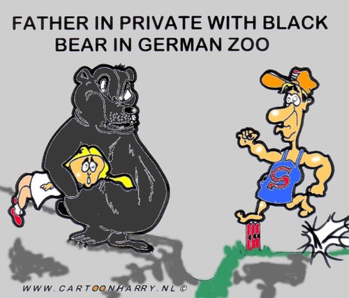 Cartoon: Daddy Is A Superman (medium) by cartoonharry tagged black,bear,superman,daddy,german,zoo,cartoonharry,child,safe