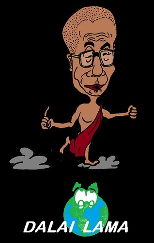 Cartoon: Dalai Lama (medium) by cartoonharry tagged dalailama,world,religion,cartoon,caricature,artist,peace,cartoonist,cartoonharry,dutch,china,tibet,toonpool
