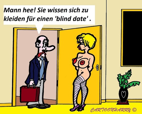 Cartoon: Date (medium) by cartoonharry tagged date,dating,blinddate,blind,kleiden,nackt,cartoon,cartoonist,cartoonharry,dutch,toonpool