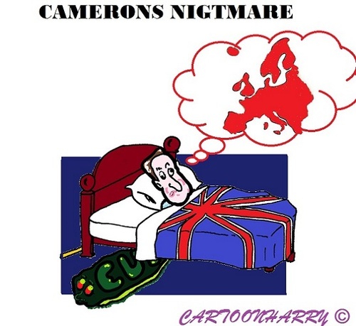 Cartoon: David Cameron (medium) by cartoonharry tagged uk,england,davidcameron,cameron,nightmare,europ,cartoons,cartoonists,cartoonharry,dutch,toonpool