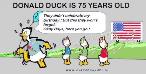 Cartoon: Donald Duck 75 (medium) by cartoonharry tagged donald,duck,birthday,peewee