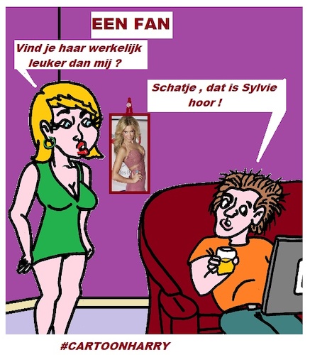 Cartoon: Een Fan (medium) by cartoonharry tagged sylviemeijs,cartoonharry,like,fan