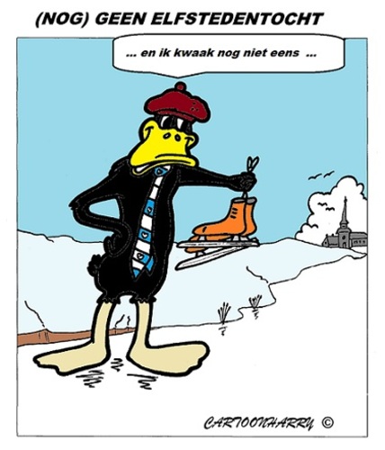 Cartoon: Elfstedentocht (medium) by cartoonharry tagged cartoon,kwaken,eend,schaatsen,holland,nederland,elfstedentocht,toonpool,dutch,cartoonist,cartoonharry