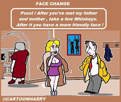 Cartoon: Face Change (medium) by cartoonharry tagged face,change,motherinlaw,wife