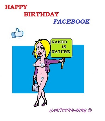 Cartoon: Facebook (medium) by cartoonharry tagged facebook,birthday,10years,naked,nude,nature