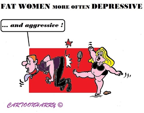 Cartoon: Fat Women (medium) by cartoonharry tagged cartoonharry,aggressive,depressive,women,fat