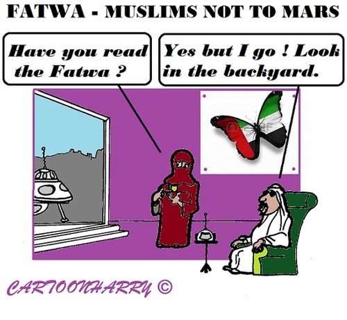 Cartoon: Fatwa VAE (medium) by cartoonharry tagged vae,muslims,mars,fatwa