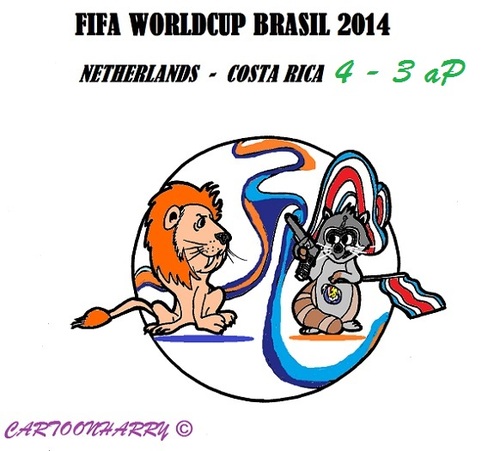 Cartoon: FIFA Worldcup Brasil 2014 (medium) by cartoonharry tagged fifa,soccer,worldcup,netherlands,costarica,2014