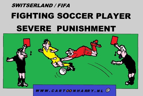 Cartoon: Fighting Soccer Player (medium) by cartoonharry tagged deviantart,buurtlink,linkedin,hyves,toonsup,toonpool,deutschland,holland,dutch,cartoonharry,cartoonist,drawing,artist,comix,comics,comic,cartoon,knvb,dfb,uefa,fifa,cameras,punishment,player,soccer,fighting