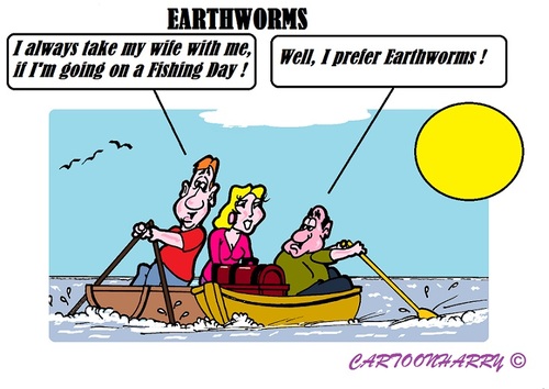 Cartoon: Fishing Day (medium) by cartoonharry tagged earthworms,women,fishermen,boat,water