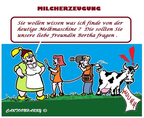 Cartoon: Frage Bertha (medium) by cartoonharry tagged bauerin,kuh,bertha,melkmaschine
