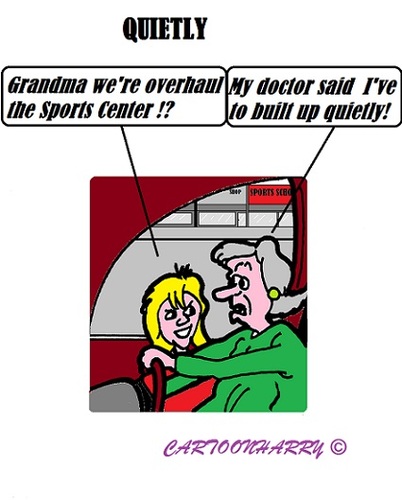 Cartoon: GrandMa and Sports (medium) by cartoonharry tagged grandma,grandchild,sports