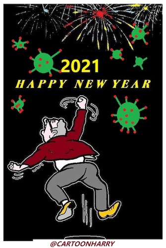 Cartoon: HAPPY CORONA YEAR (medium) by cartoonharry tagged corona,happynewyear,cartoonharry