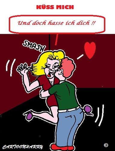 Cartoon: Hass Kuss (medium) by cartoonharry tagged hass,kuss,liebe