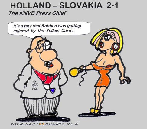 Cartoon: Holland Slovakia 2 against 1 (medium) by cartoonharry tagged dutch,dreamy,holland,slovakia,robben,cartoonharry