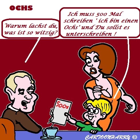 Cartoon: Ich bin (medium) by cartoonharry tagged sohn,schule,vater,mutter,ochse