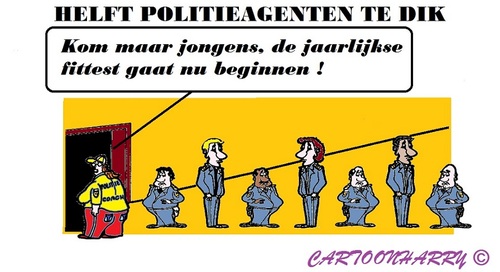 Cartoon: Jaarlijkse FiTTest (medium) by cartoonharry tagged politie,fittest