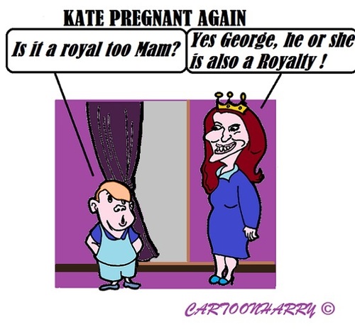 Cartoon: Kate Pregnant (medium) by cartoonharry tagged england,kate,george,pregnancy