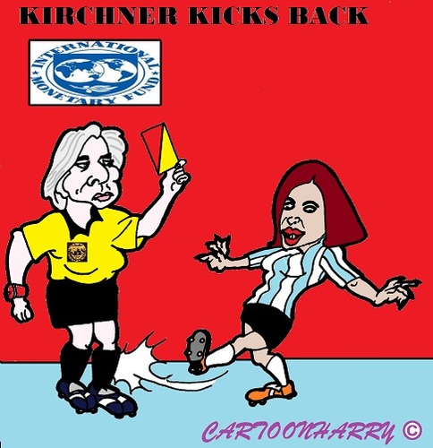 Cartoon: Kirchner versus Lagarde (medium) by cartoonharry tagged kirchner,lagarde,imf,argentina,cartoonist,caricatures,cartoonharry,dutch,toonpool