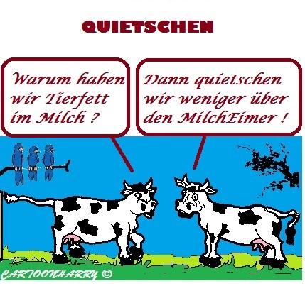 Cartoon: Kuh Lärm (medium) by cartoonharry tagged kuh,lärm,milch,eimer,quietschen