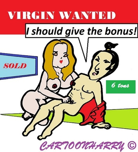 Cartoon: Like a Virgin (medium) by cartoonharry tagged 6tons,virginity,virgin,japan,usa,girl,cartoon,cartoonist,cartoonharry,dutch,toonpool