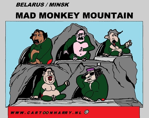Cartoon: Mad Monkey Mountain (medium) by cartoonharry tagged mad,monkey,mountain,ortega,lukasjenko,ahmadinejad,chavez,gadaffi,belarus,minsk,cartoon,comic,comics,comix,artist,dictators,drawing,cartoonist,cartoonharry,dutch,toonpool,toonsup,facebook,hyves,linkedin,buurtlink,deviantart