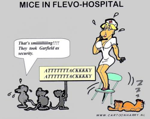 Cartoon: Mice in Hospital (medium) by cartoonharry tagged mice,garfield,nurse,attack