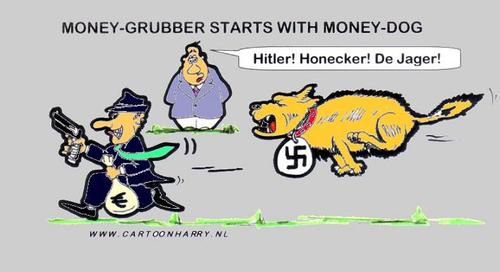 Cartoon: Money Grubber Starts Money Dog (medium) by cartoonharry tagged cartoonharry,cartoon,dog,money