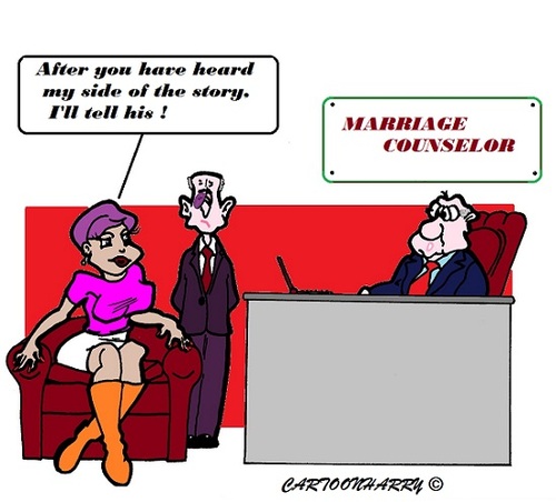 Cartoon: My Turn (medium) by cartoonharry tagged wedding,counselor,problems,purple,eye,cartoons,cartoonists,cartoonharry,dutch,toonpool