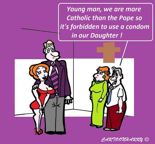 Cartoon: No Condom Use (medium) by cartoonharry tagged toonpool,cartoonharry,holland,dutch,cartoonist,cartoon,soninlaw,daughter,mummy,daddy,condom