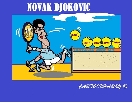Cartoon: Novak Djokovic (medium) by cartoonharry tagged australia,australianopen,tennis,winner,djokovic
