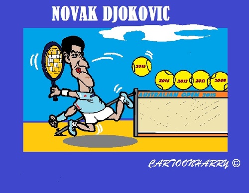 Cartoon: Novak Djokovic (medium) by cartoonharry tagged australia,australianopen,tennis,winner,djokovic