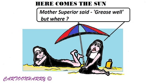Cartoon: Nun and Sun (medium) by cartoonharry tagged nun,sun,grease,mother,cartoons,cartoonists,cartoonharry,dutch,toonpool