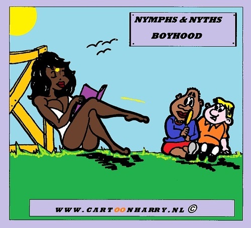 Cartoon: Nymph and Nyth (medium) by cartoonharry tagged girls,nude,nymph,cartoon,cartoonharry,cartoonist,dutch,toonpool