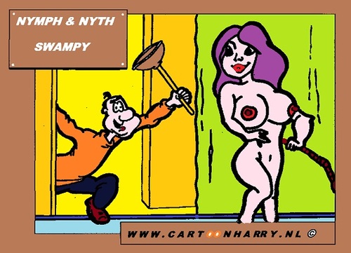 Cartoon: Nymph and Nyth (medium) by cartoonharry tagged girls,nude,nymph,cartoon,cartoonharry,cartoonist,dutch,toonpool