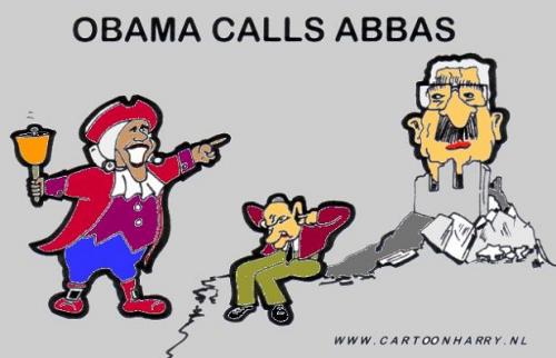 Cartoon: Obama calls Abbas (medium) by cartoonharry tagged gaza,abbas,obama,olmert