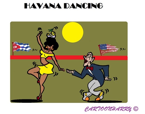 Cartoon: Obama Dancing (medium) by cartoonharry tagged usa,cuba,havana,dancing,talking,obama