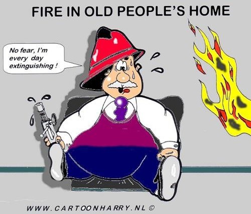 Cartoon: Old Peoples Home (medium) by cartoonharry tagged beer,fire,oldpeople,drinking,grandpa,cartoonharry