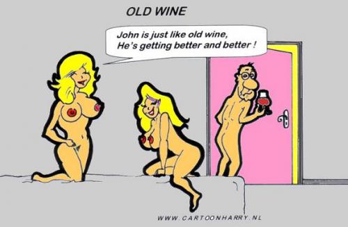 Cartoon: Old Wine (medium) by cartoonharry tagged love,man,woman,wine