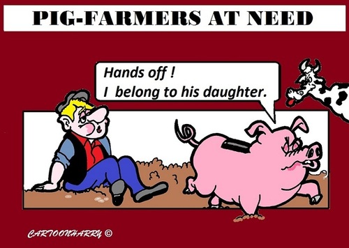 Cartoon: Pig-Farmer (medium) by cartoonharry tagged pigfarmers,pigbanks,financial,problems,cartoon,cartoonist,cartoonharry,dutch,toonpool