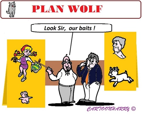 Cartoon: Plan Wolf (medium) by cartoonharry tagged wolf,plan,holland,catch,figures,disney,toonpool