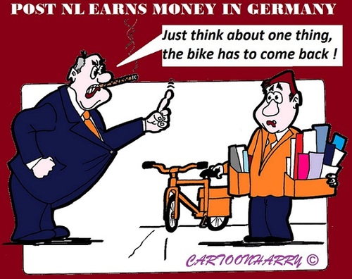 Cartoon: PostNL (medium) by cartoonharry tagged earn,money,postnl,bikes,bike,secondworldwar,back,cartoon,cartoonist,cartoonharry,dutch,toonpool