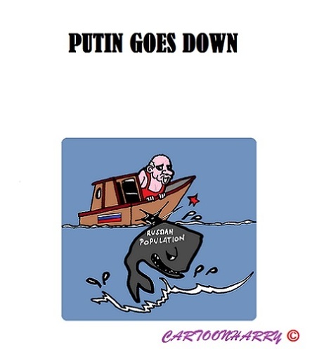 Cartoon: Putins Panic (medium) by cartoonharry tagged russia,putin,dictator,protest,panic