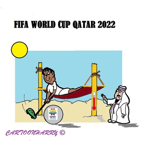 Cartoon: Qatar 2022 FIFA (medium) by cartoonharry tagged soccer,worldcup,fifa,qatar,2022,hot,weather,corruption