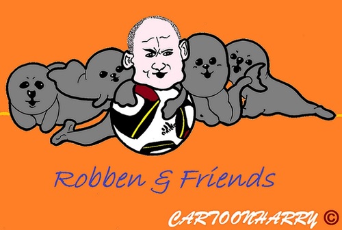 Cartoon: Robben (medium) by cartoonharry tagged bayernmunchen,arjenrobben,robben,fussball,freunde,karikatur,kartoon,toon,cartoonist,cartoonharry,dutch,toonpooll