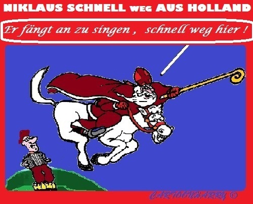 Cartoon: Schnell Weg (medium) by cartoonharry tagged holland,harmonika,cartoonharry,santa