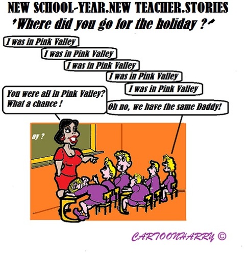 Cartoon: School Begins (medium) by cartoonharry tagged holland,school,begin,story,teacher,daddy