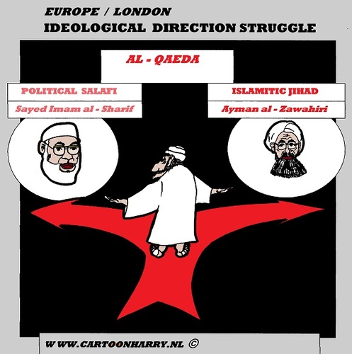 Cartoon: Secret Battle (medium) by cartoonharry tagged alsharif,battle,secret,alqaeda,alzawahiri,cartoon,artist,muslims,salafi,jihad,cartoonist,cartoonharry,dutch,toonpool
